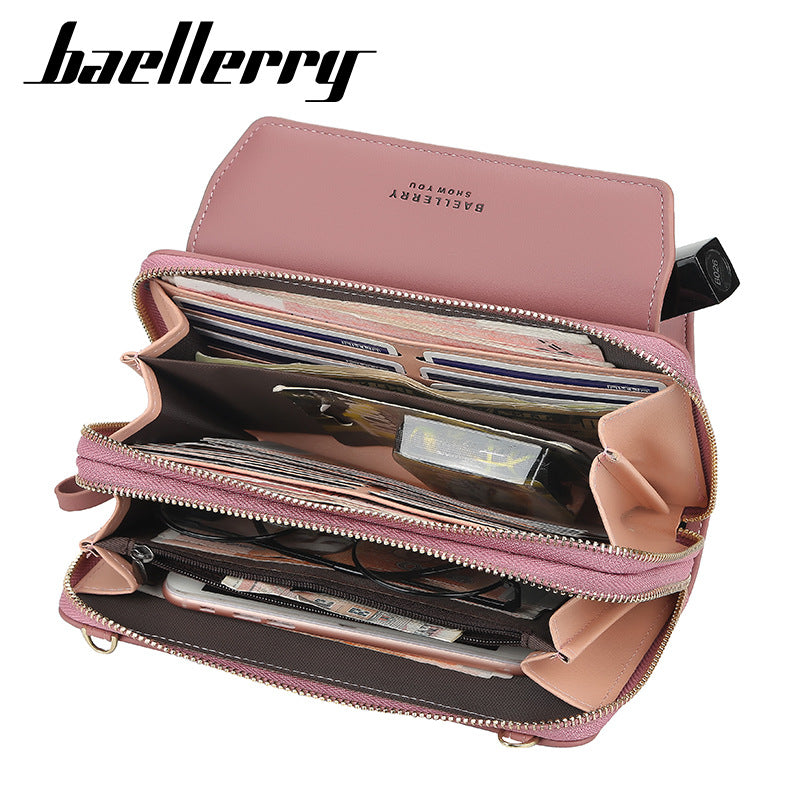 Women's Double Zipper Mobile Korean Style Horizontal Shoulder Bags