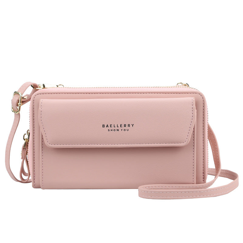 Women's Double Zipper Mobile Korean Style Horizontal Shoulder Bags