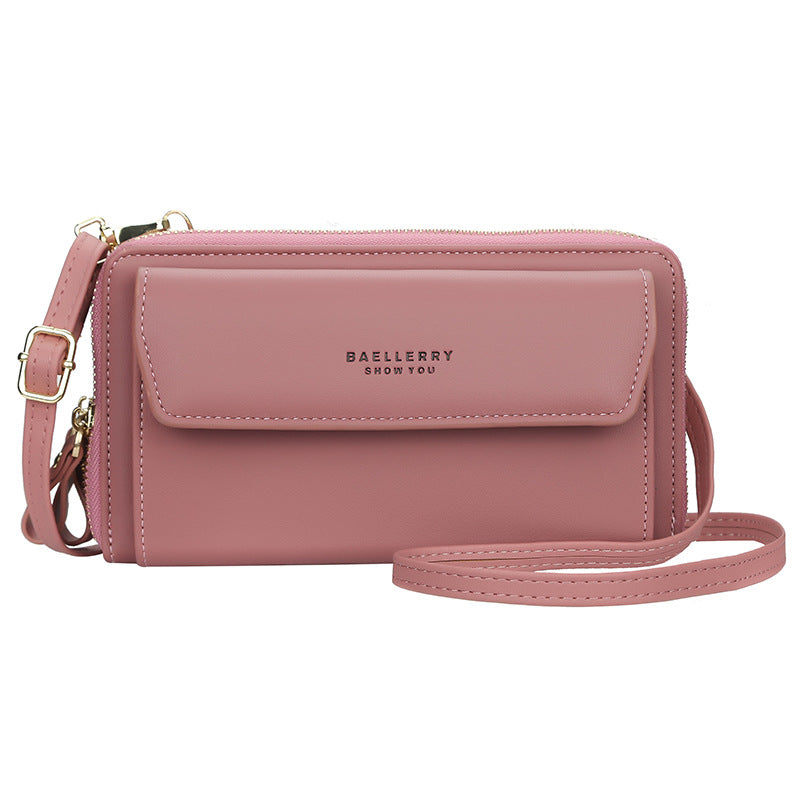 Women's Double Zipper Mobile Korean Style Horizontal Shoulder Bags
