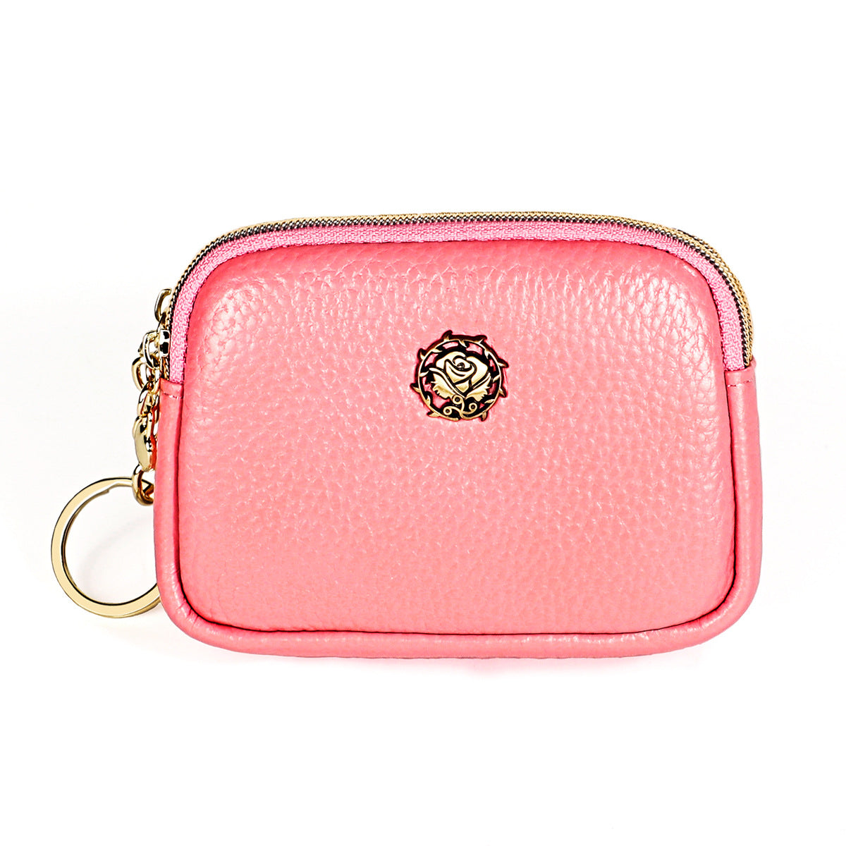 Women's Mini Cowhide Simple Double Zipper Cute Coin Purses