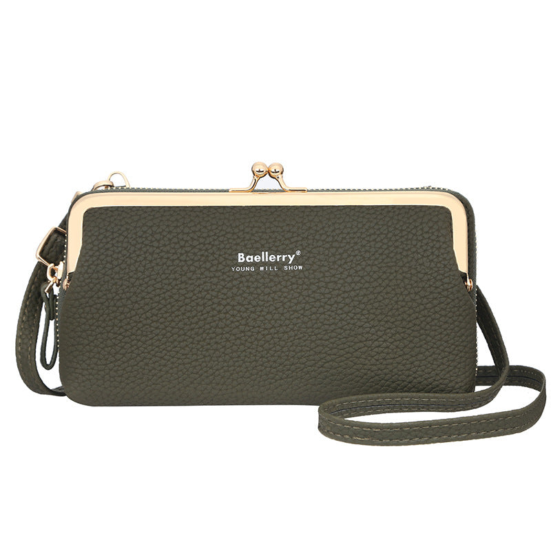 Women's Mobile Korean Lychee Pattern Large Capacity Fashion Zipper Ladies Wallets