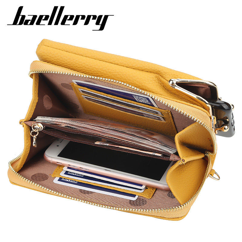 Women's Vertical Fashion Litchi Pattern Mobile Korean Phone Bags