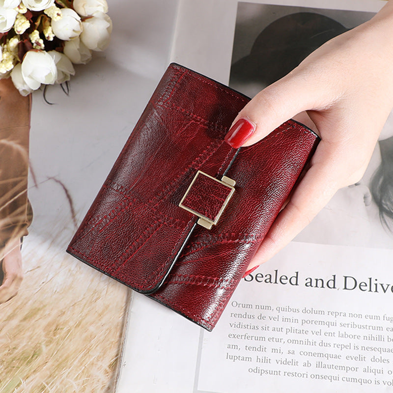 Women's Korean Short Retro Simple Stitching Purses