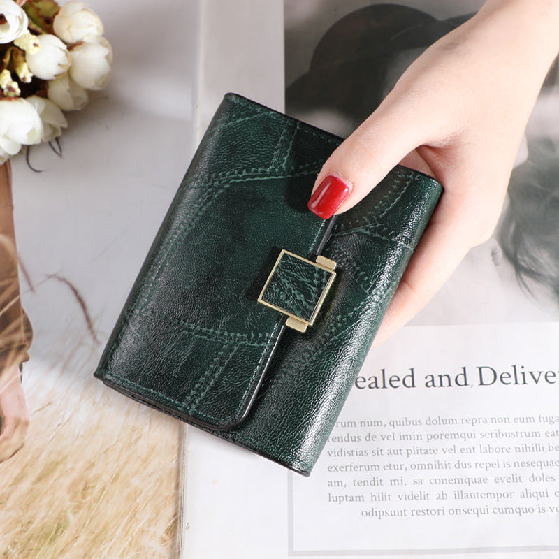 Women's Korean Short Retro Simple Stitching Purses