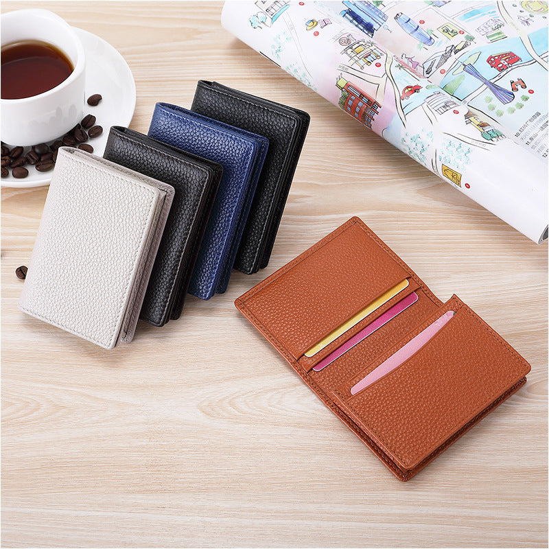 Summer Lychee Pattern Genuine Leather Medium Card Holder