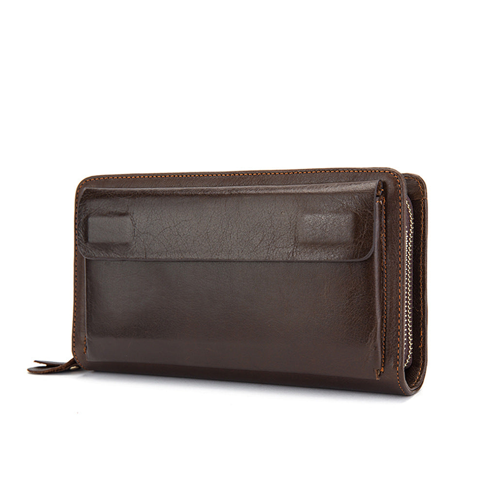 Men's Business Long Top Layer Cowhide Clutch Men's Wallets