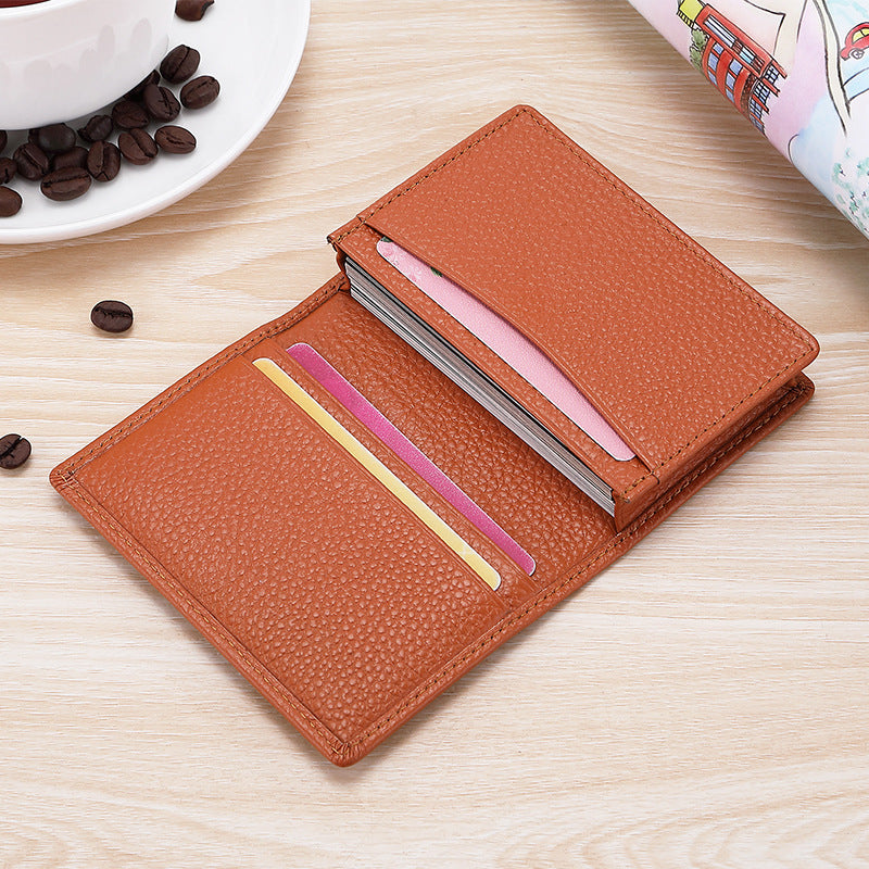 Summer Lychee Pattern Genuine Leather Medium Card Holder