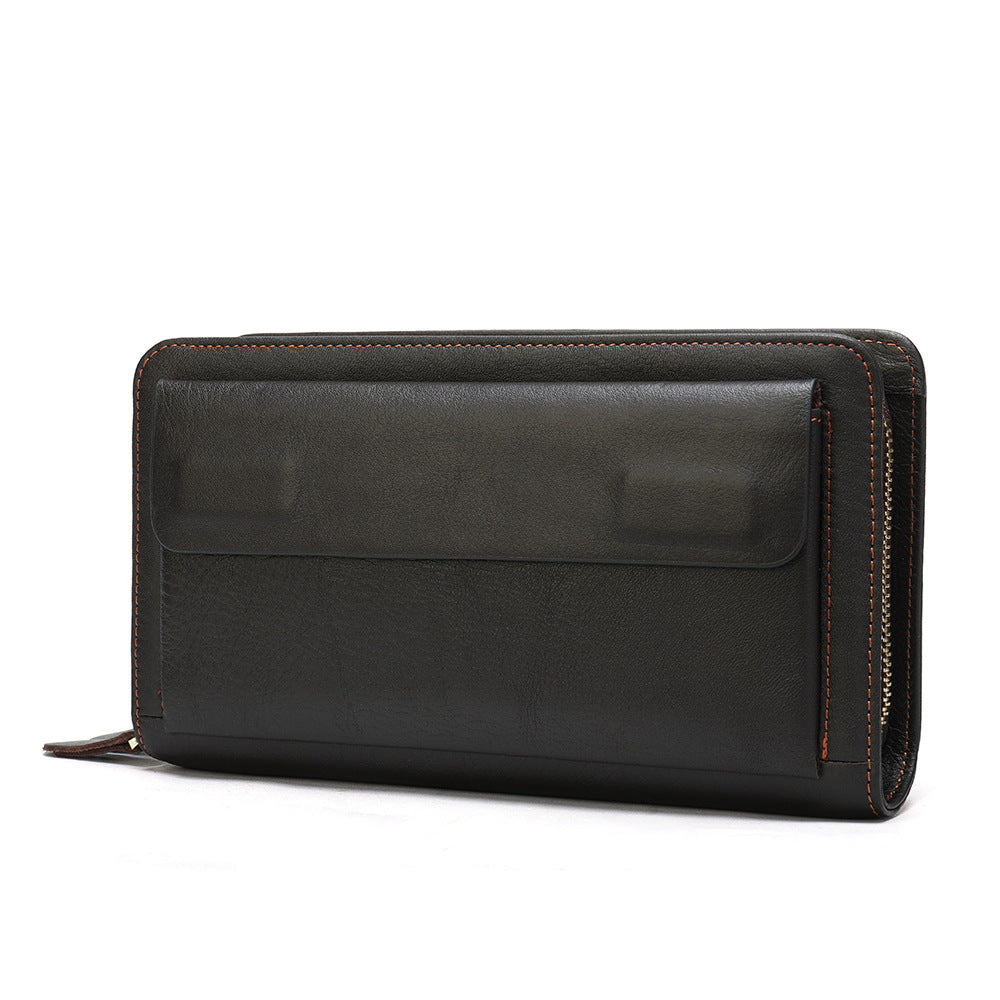 Men's Business Long Top Layer Cowhide Clutch Men's Wallets