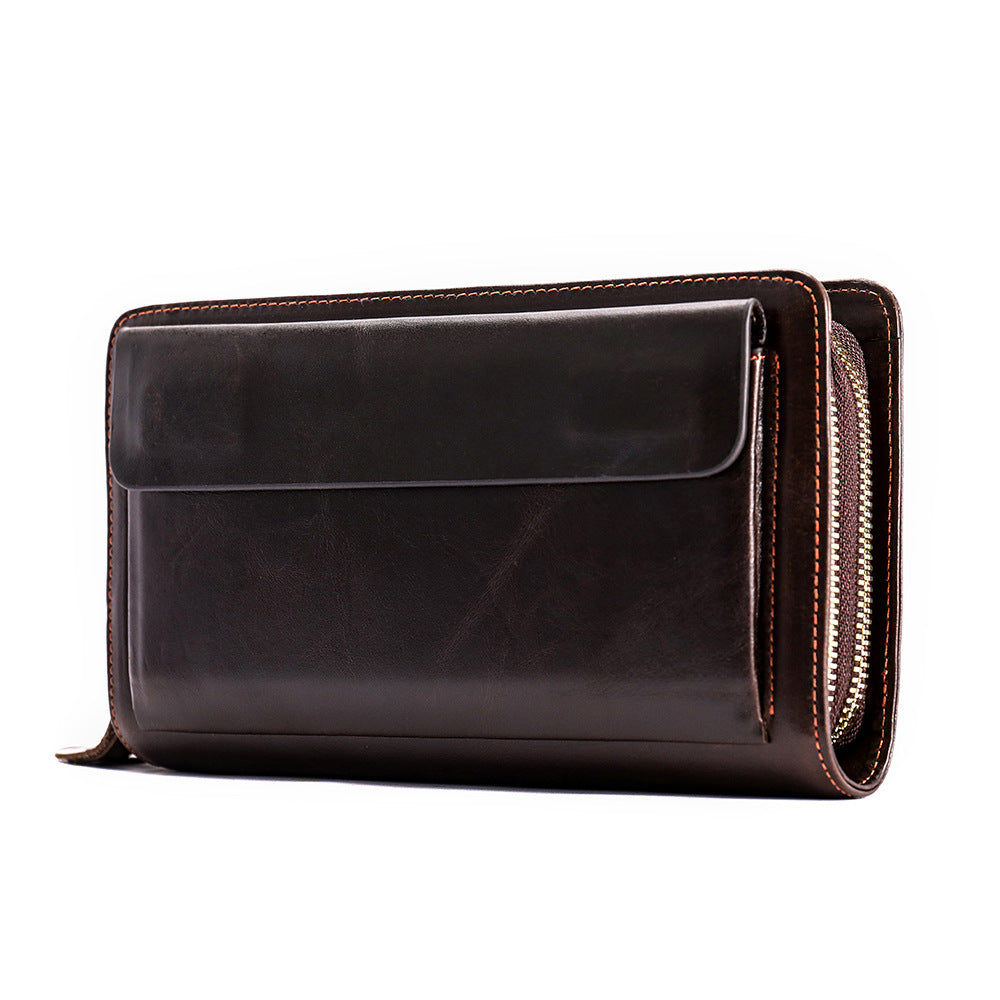 Men's Business Long Top Layer Cowhide Clutch Men's Wallets