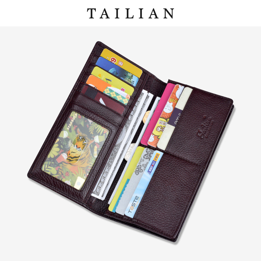 Men's Genuine Leather Business Suit Multiple Slots Long With Men's Wallets