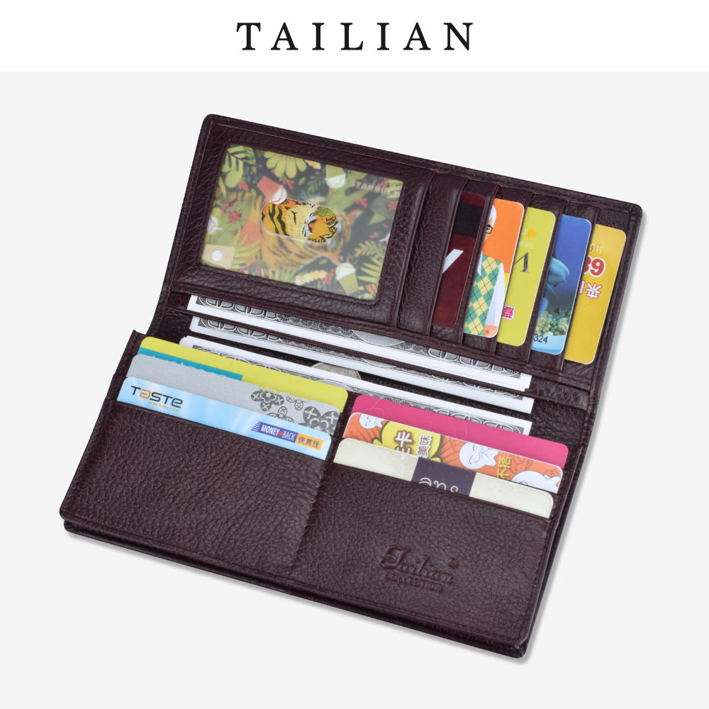 Men's Genuine Leather Business Suit Multiple Slots Long With Men's Wallets