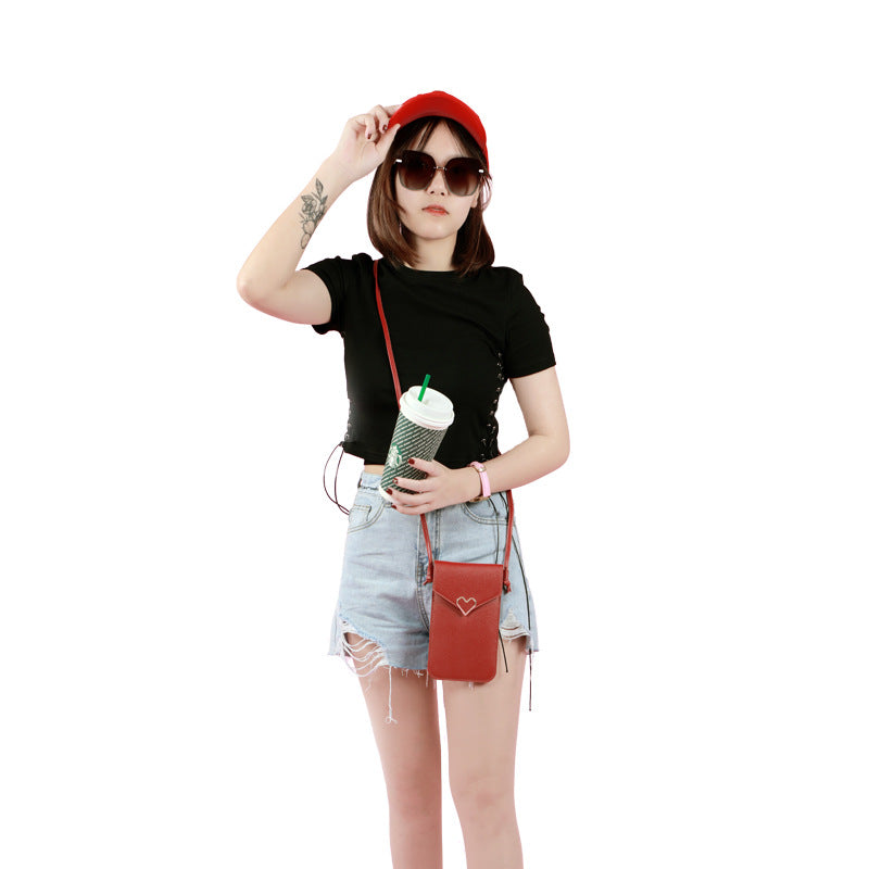 Women's Fashion Leather Touch Screen Mobile Retro Phone Bags