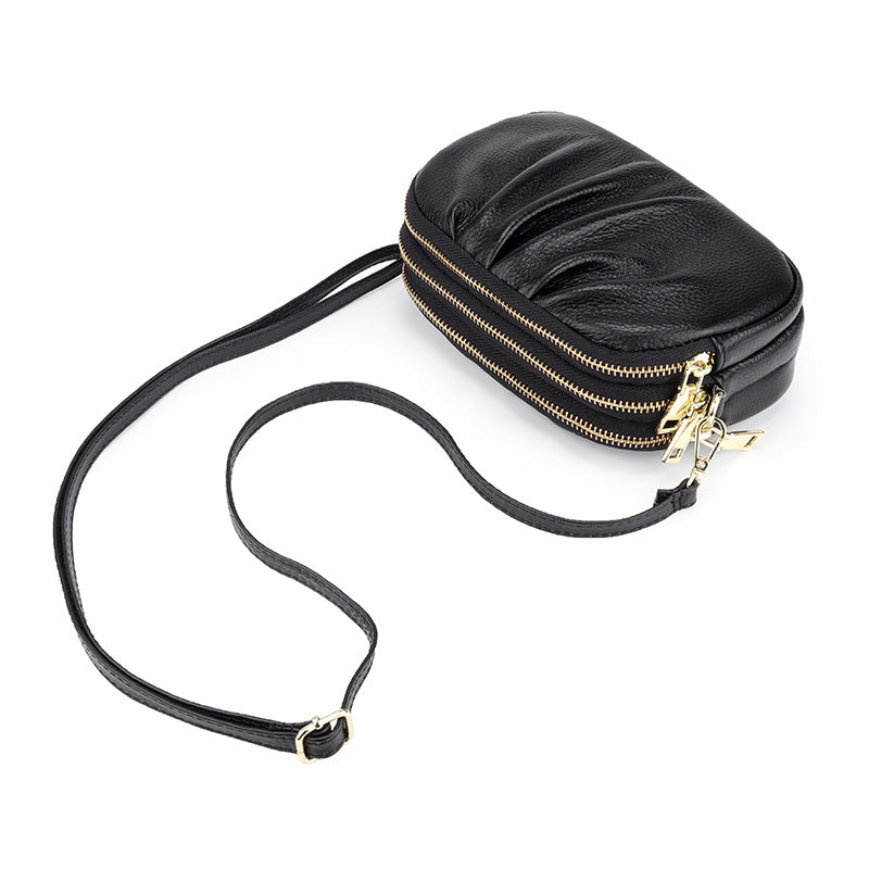 Women's Genuine Leather Wrinkled Soft Large Capacity Women's Messenger Bag