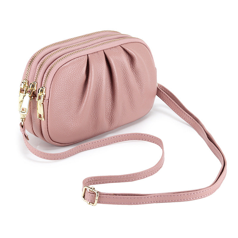 Women's Genuine Leather Wrinkled Soft Large Capacity Women's Messenger Bag