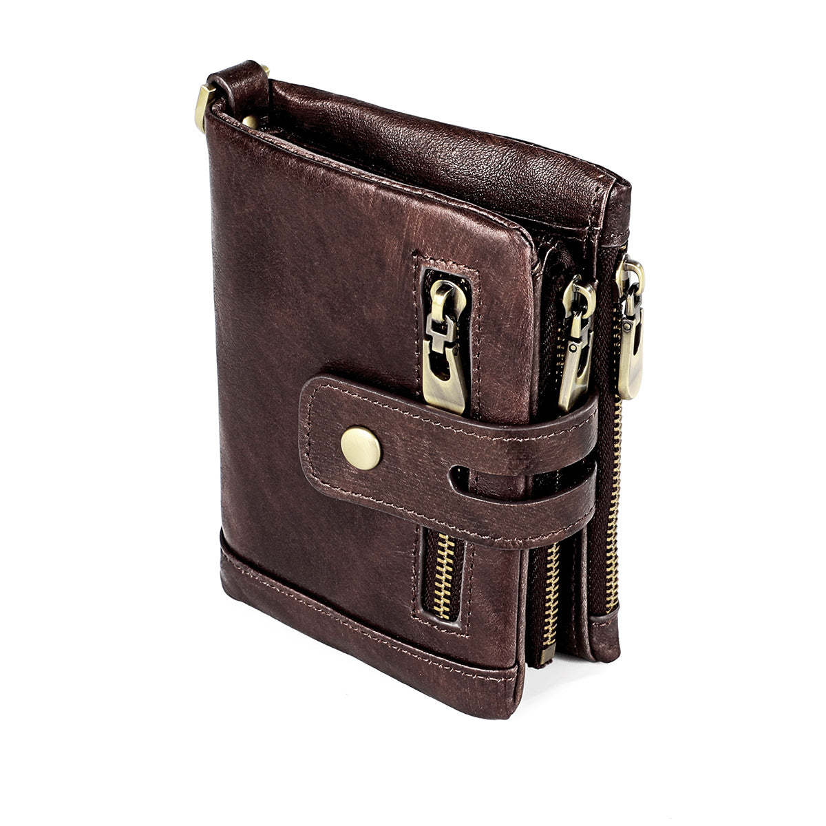 Women's & Men's & Leather Crazy Horse Zipper Retro Men's Wallets