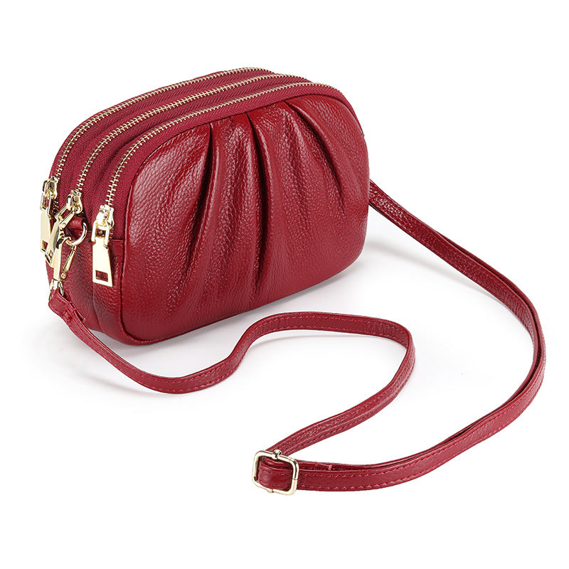 Women's Genuine Leather Wrinkled Soft Large Capacity Women's Messenger Bag