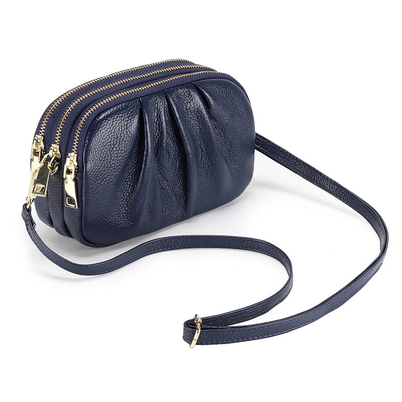 Women's Genuine Leather Wrinkled Soft Large Capacity Women's Messenger Bag