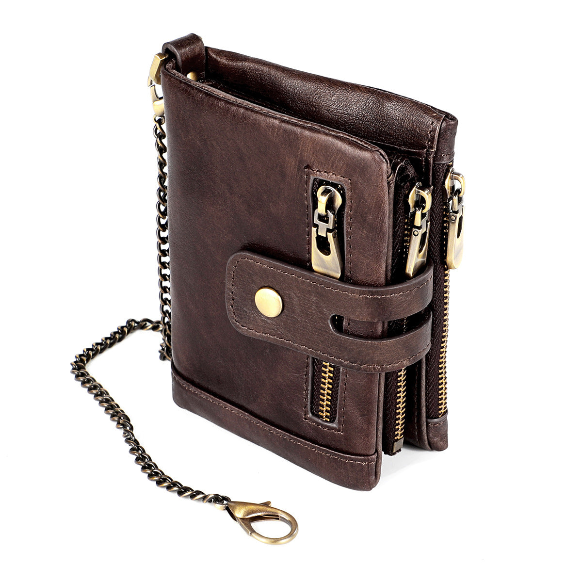 Women's & Men's & Leather Crazy Horse Zipper Retro Men's Wallets