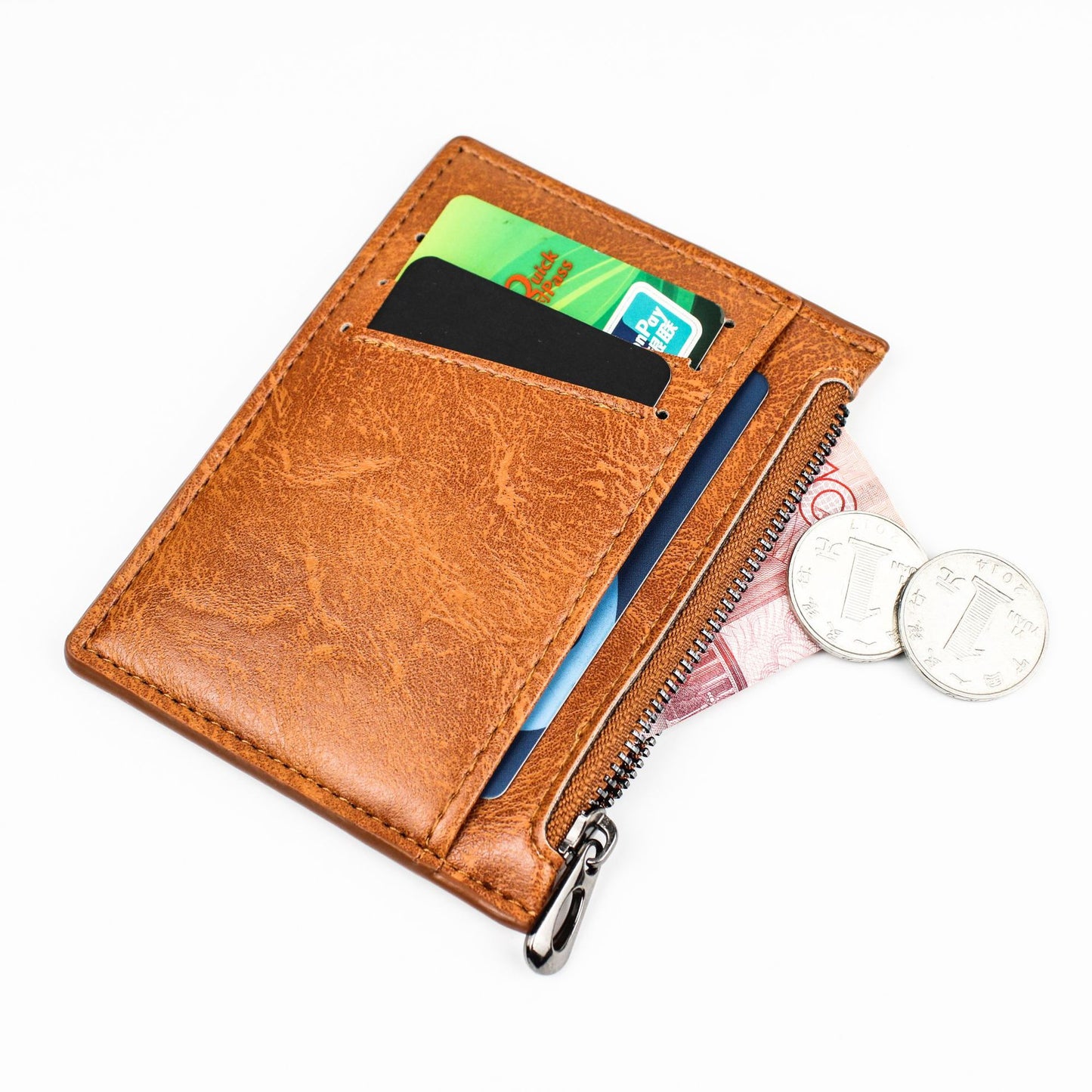 Creative Zipper Change Imitation Leather Multifunctional Card Holder