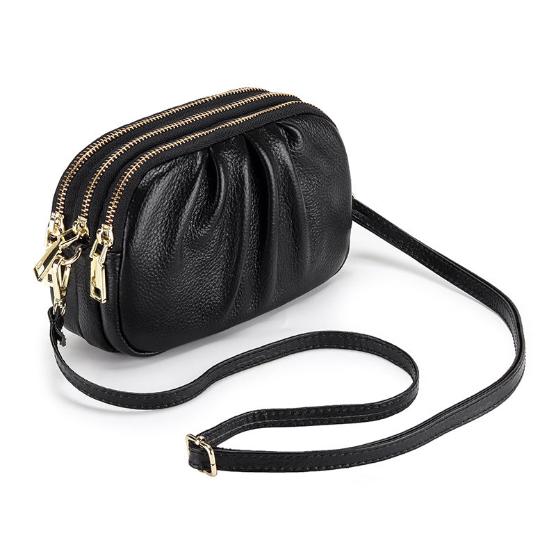 Women's Genuine Leather Wrinkled Soft Large Capacity Women's Messenger Bag
