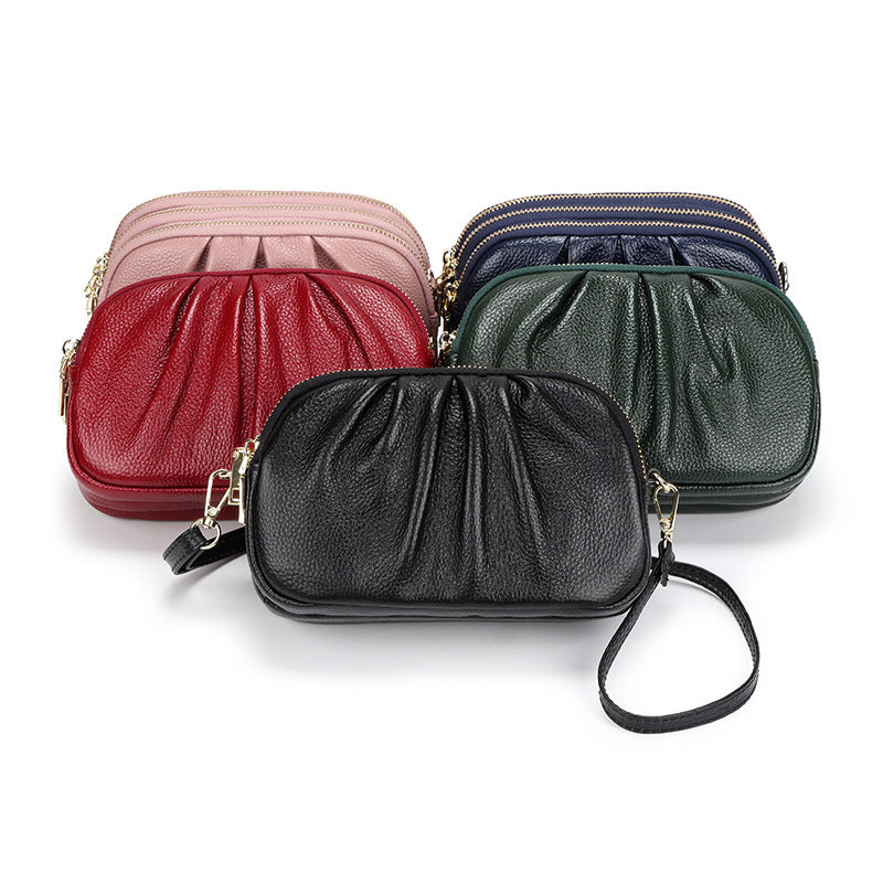 Women's Genuine Leather Wrinkled Soft Large Capacity Women's Messenger Bag