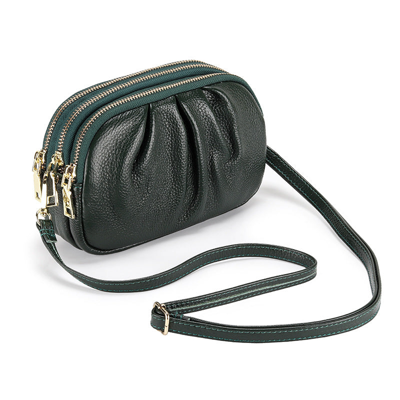 Women's Genuine Leather Wrinkled Soft Large Capacity Women's Messenger Bag