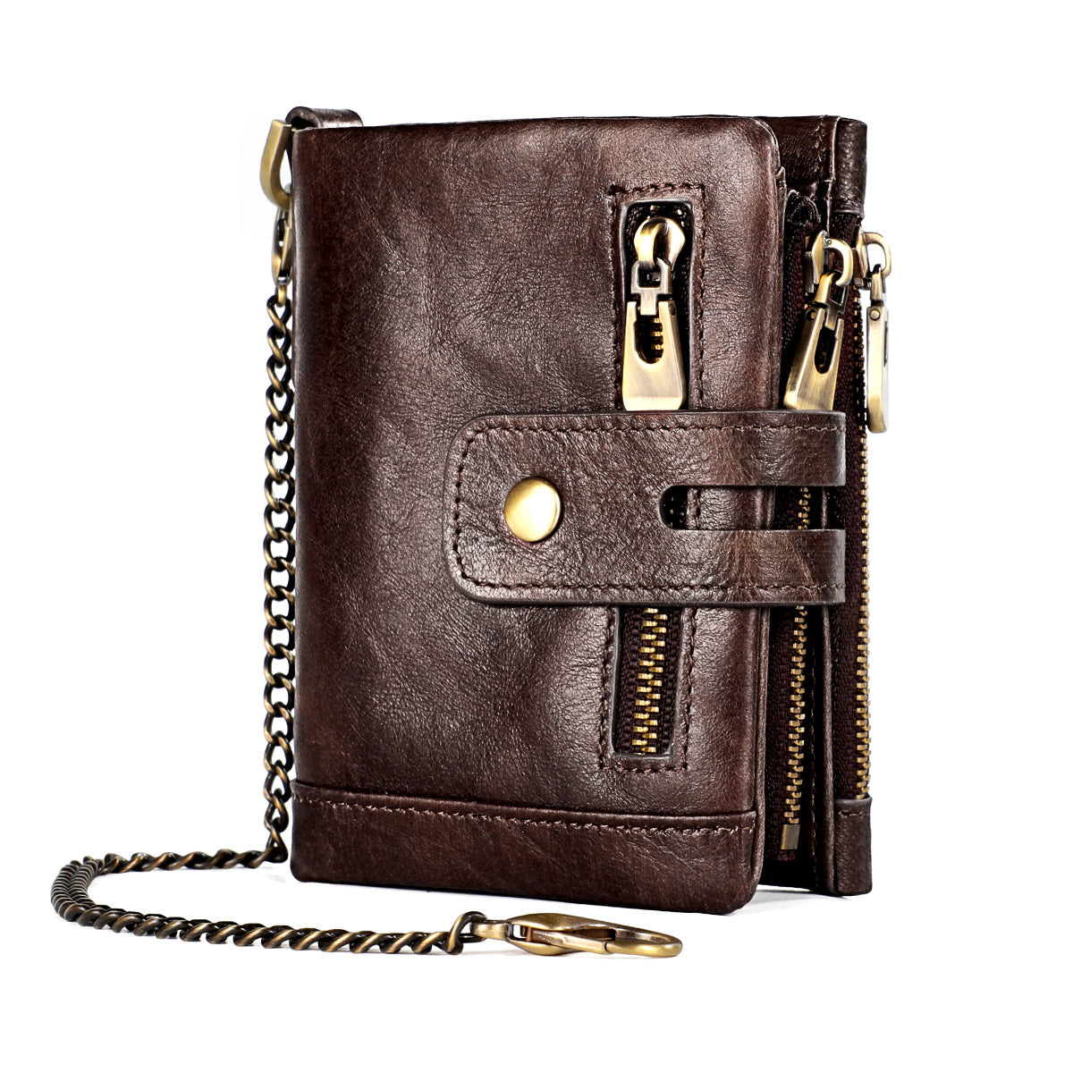 Women's & Men's & Leather Crazy Horse Zipper Retro Men's Wallets
