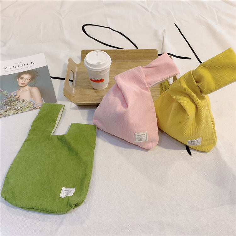 Corduroy Suits Knot Wrist Simple Carry-on Handbags