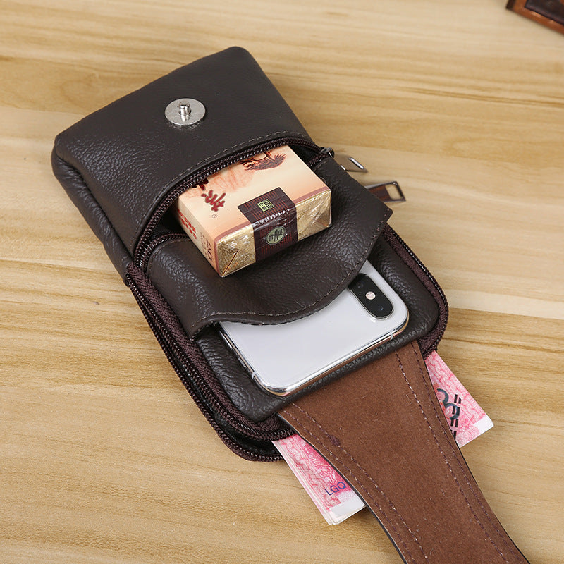 Men's With Strap Fashion First Layer Vertical Three Layers Men's Waist Packs