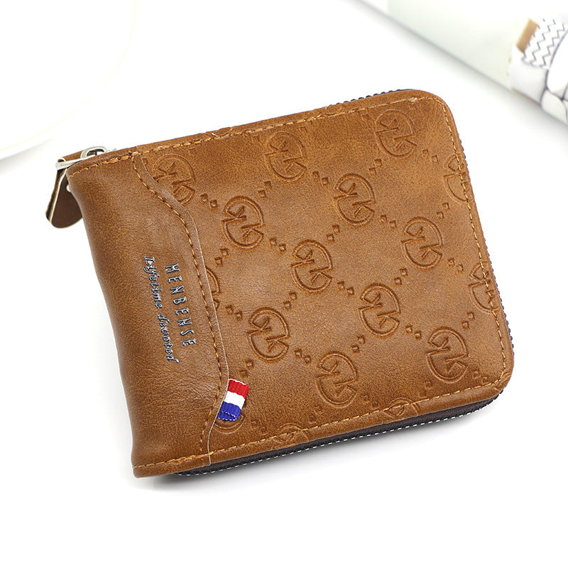 Men's Personalized Short Zipper Man's Retro Men's Wallets