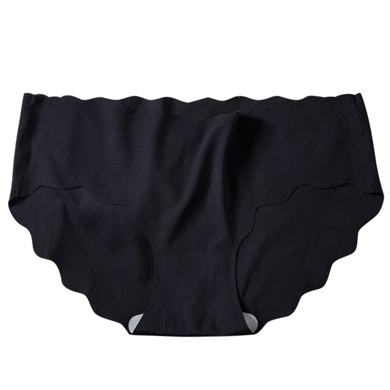 Women's Ice Silk Seamless Wave Underwear Solid Color Panties