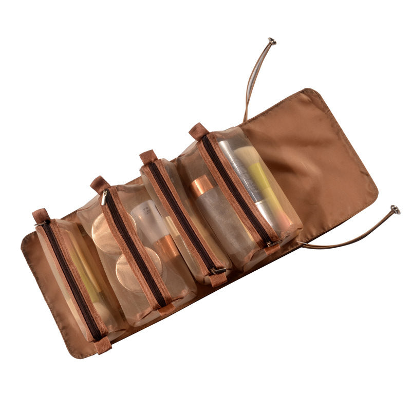 Women's Can Split Portable Large Capacity Mesh Folding Makeup Bag