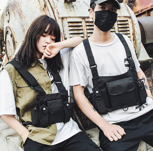 Women's & Men's & Style Combat Hip Hop Vest Men's Chest Bags