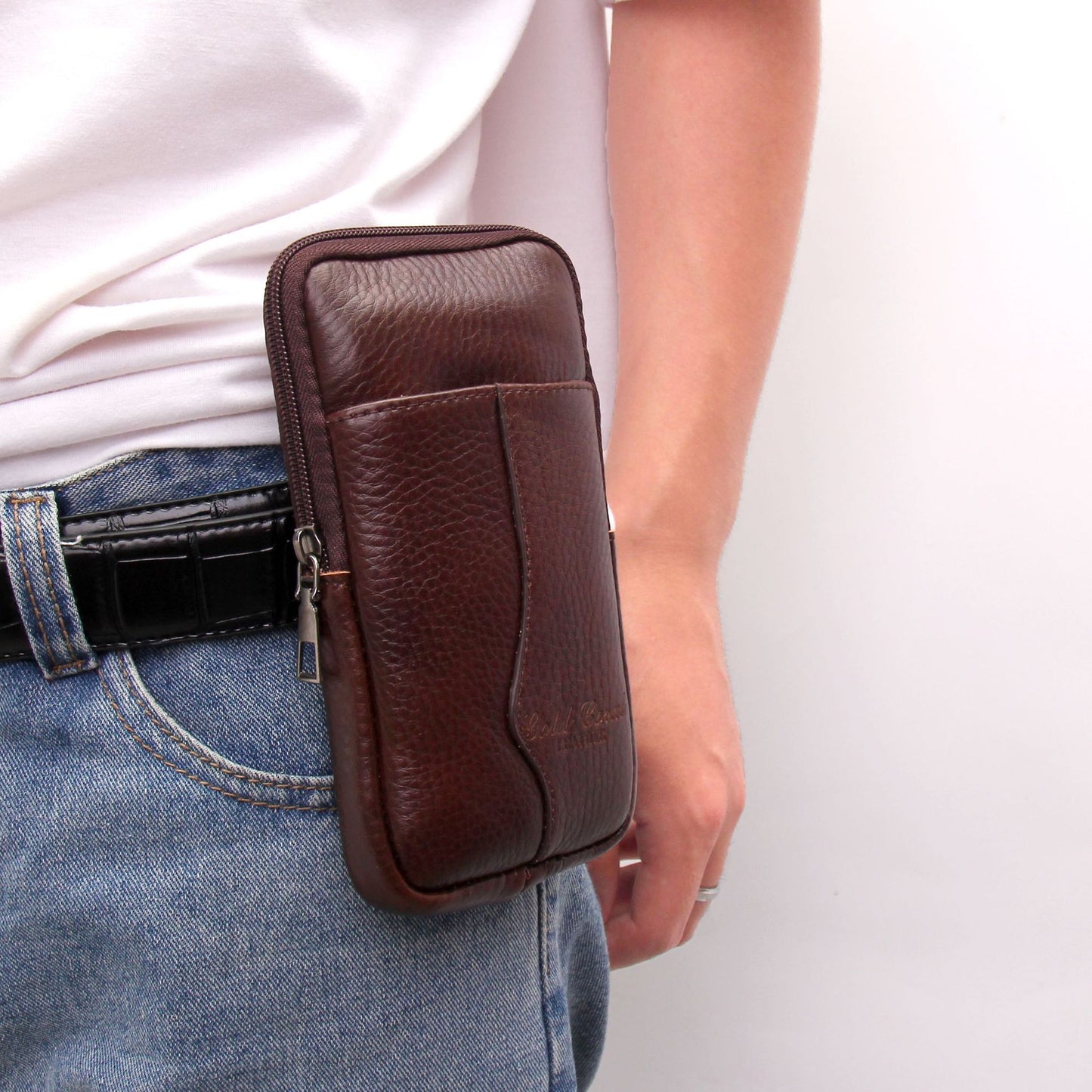 Men's For Mobile Cowhide Pocket Thin Phone Bags