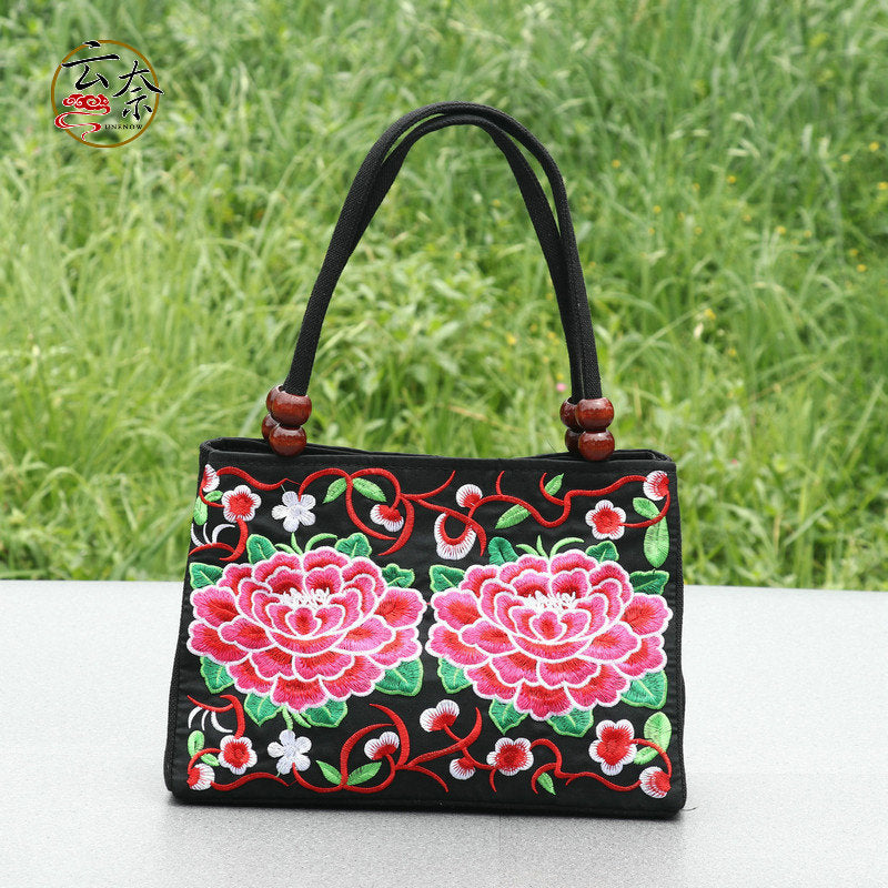 Ethnic Style Double-sided Embroidered Canvas Lady Handbags