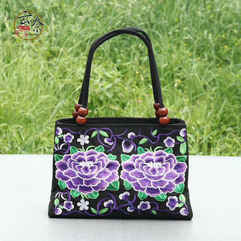 Ethnic Style Double-sided Embroidered Canvas Lady Handbags