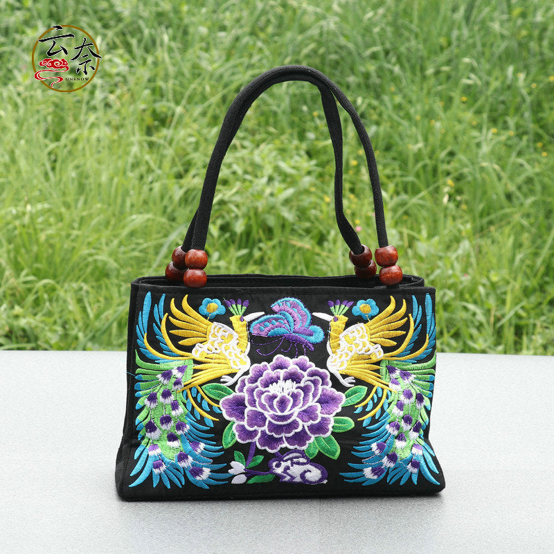 Ethnic Style Double-sided Embroidered Canvas Lady Handbags