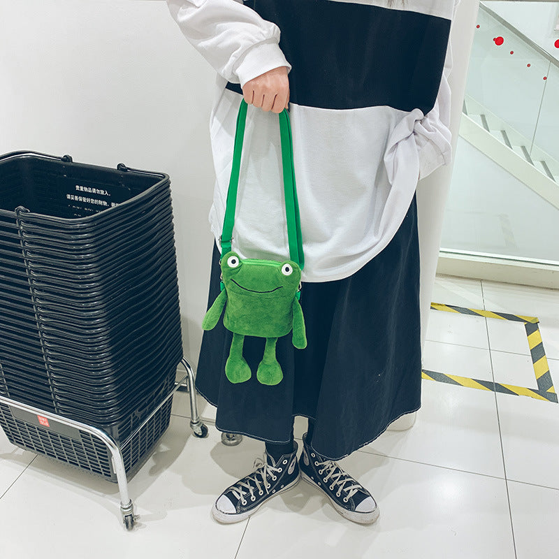 Korean Style Funny Frog Cartoon Doll Crossbody Bags