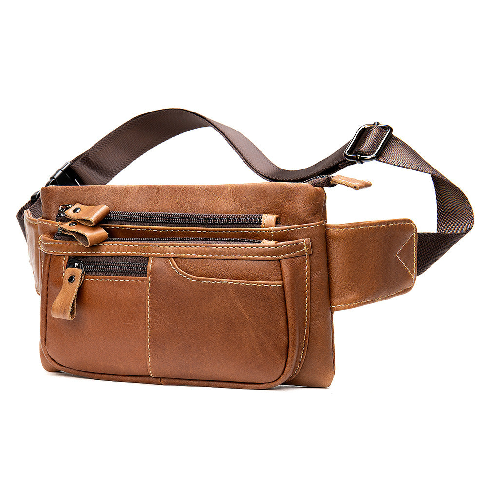 Men's Glamorous Leather First Layer Cowhide Men's Waist Packs