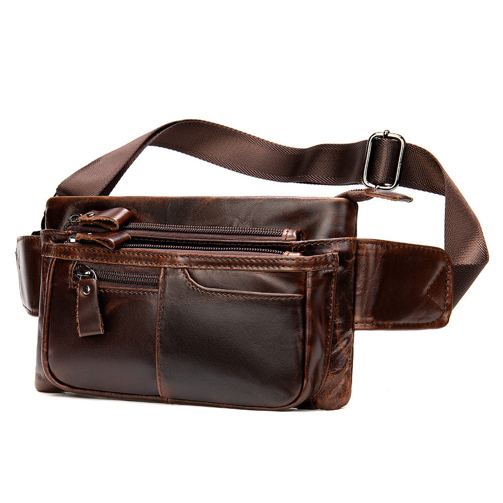 Men's Glamorous Leather First Layer Cowhide Men's Waist Packs