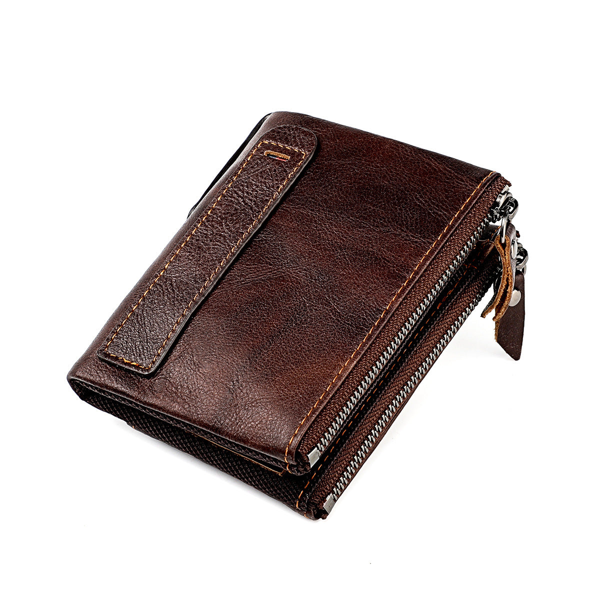 Women's Chic Clutch Leather Double Zipper Pocket Men's Wallets