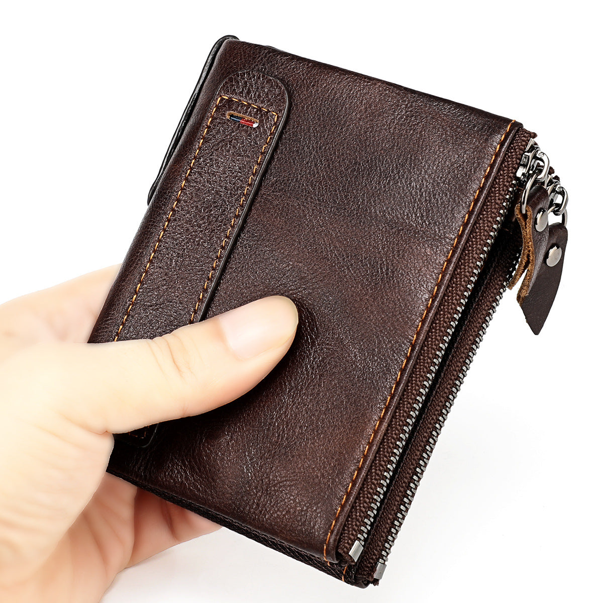 Women's Chic Clutch Leather Double Zipper Pocket Men's Wallets