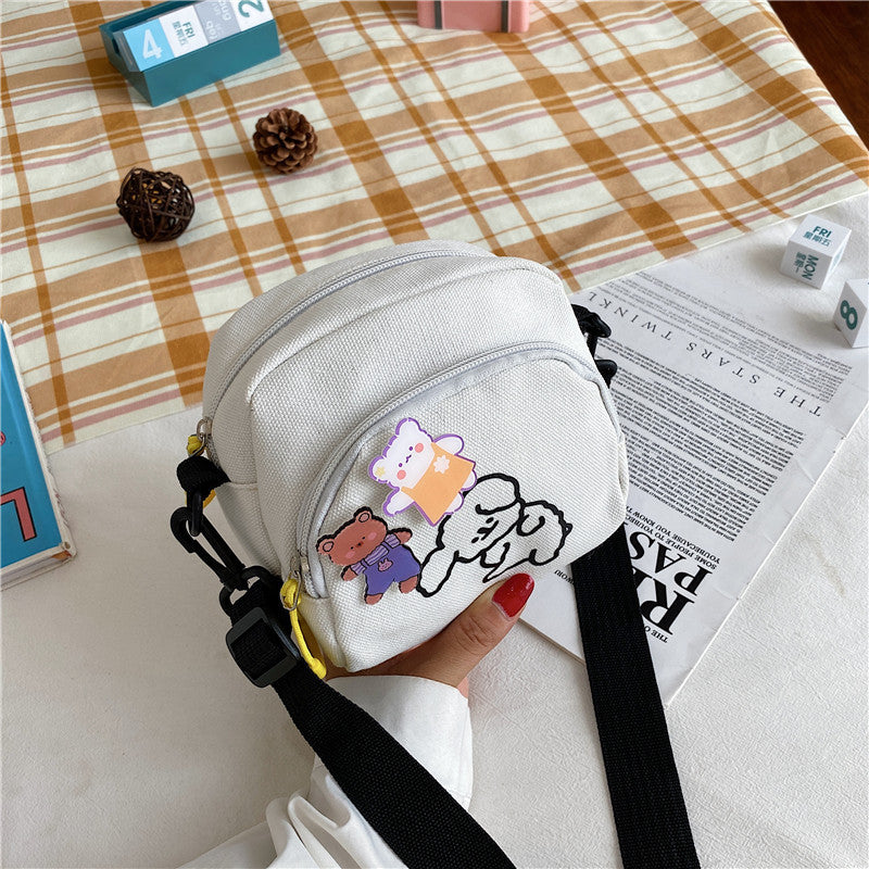 Cute Cartoon Canvas Vintage Style Soft Shoulder Bags