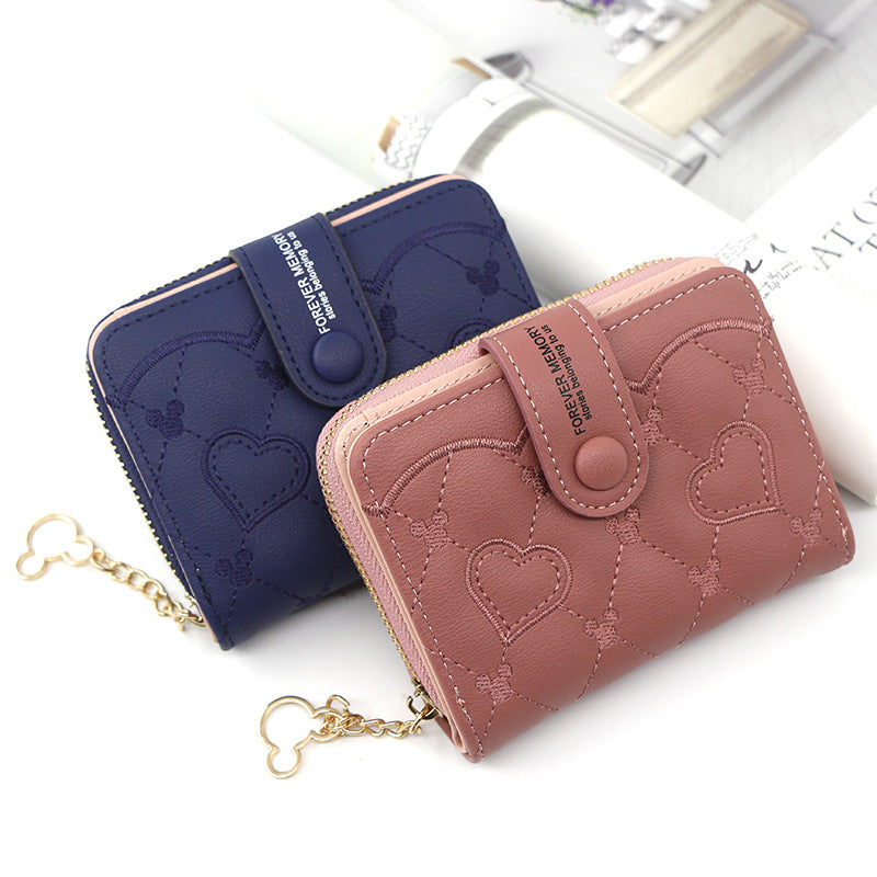 Women's Personalized Short Zipper Hasp Clutch Love Coin Purses