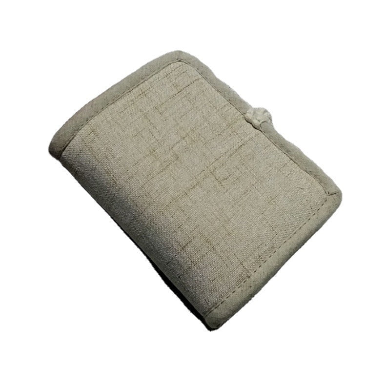 Short Two-fold Linen Blank Pattern Chinese Ladies Wallets