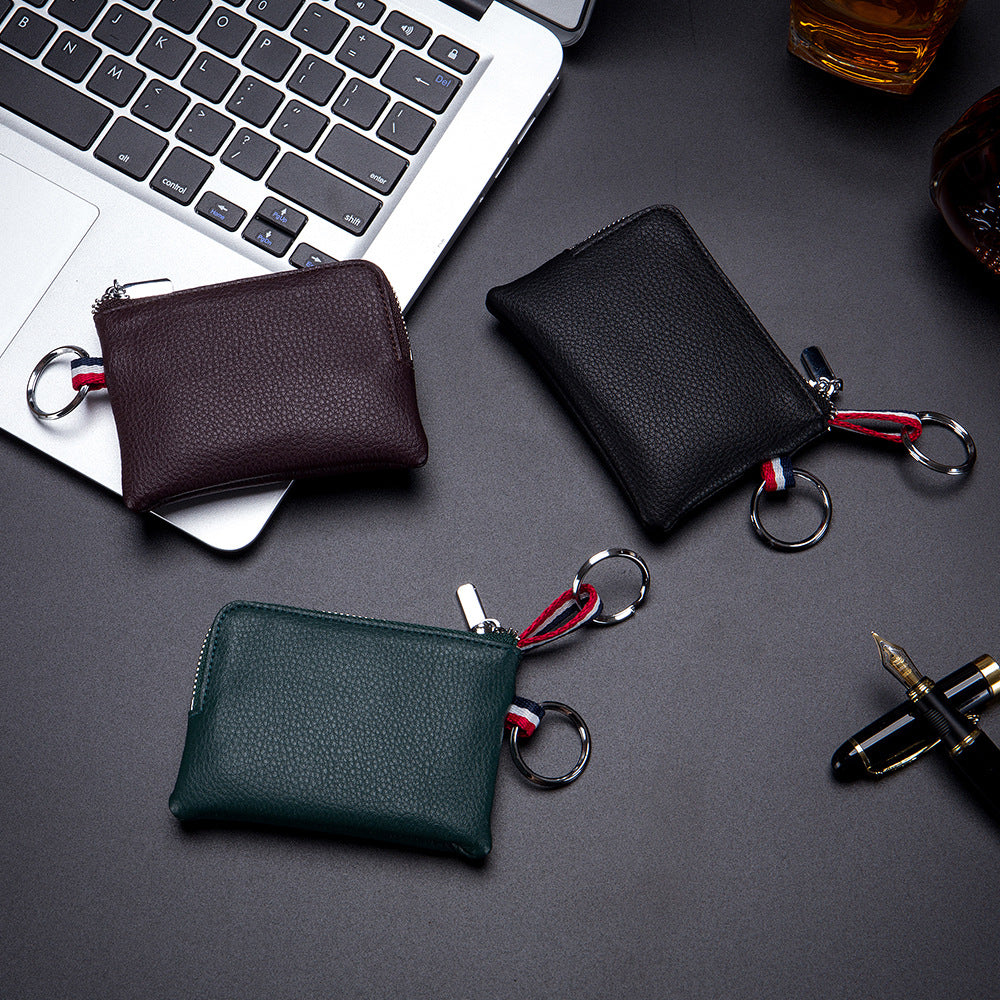 Men's Leather Mini Soft Zip Driving License Coin Purses