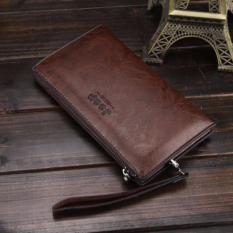 Men's Clutch Zipper Korean Business Retro Billfold Phone Bags