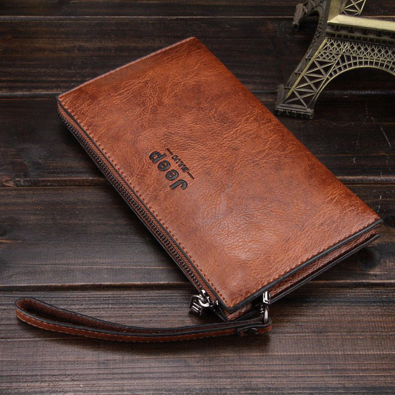 Men's Clutch Zipper Korean Business Retro Billfold Phone Bags