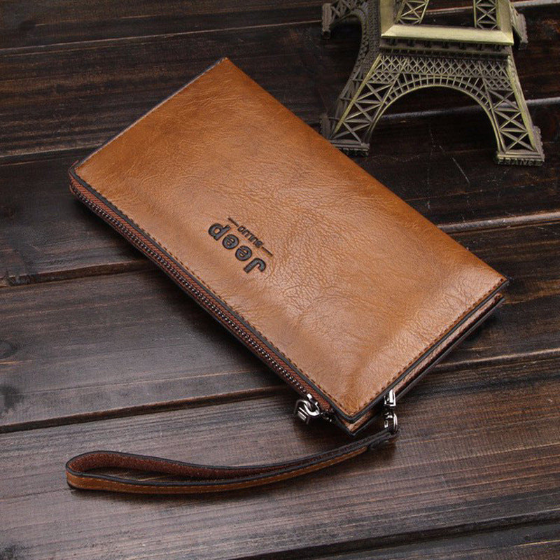 Men's Clutch Zipper Korean Business Retro Billfold Phone Bags