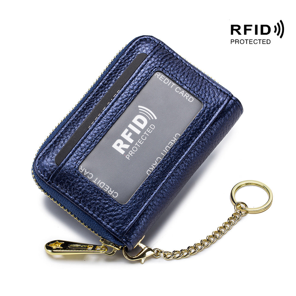 Organ Zipper Bank Genuine Leather Multifunctional Card Holder